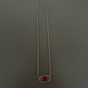 Elisa gold pendant necklace with pink gem- October birthstone!